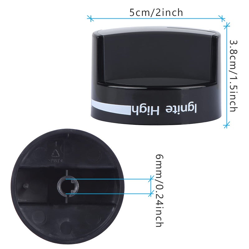 TURNEGOO W10339442 Gas Stove Knob  Cooktop Surface Burner Control Knobs Black Replacement  Compatible with Whirlpool Gas Range/Stove/Oven  Replaces WPW10339442 PS11753188 (1pack) - Image 3